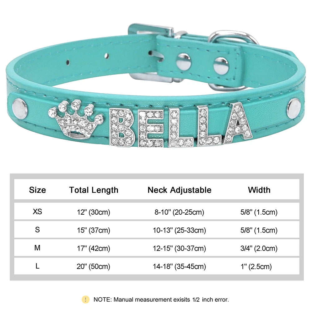 Personalized Small Dogs Chihuahua Collar Bling Rhinestone Dog Collars Free Custom Pet Dogs Cats Name Charms Pet Accessories