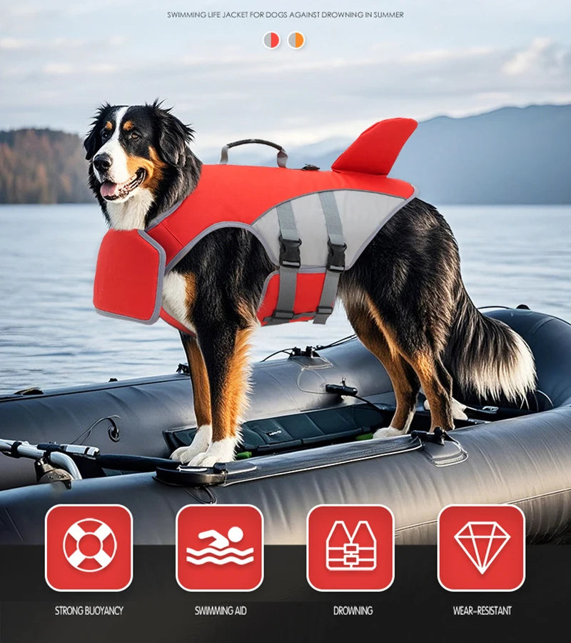 New Pet Swimming Life Jacket Shark Fin Shape Safety Vest for Dog in Summer Adjustable in Pool or Surfing Drifting Dog Life Vest