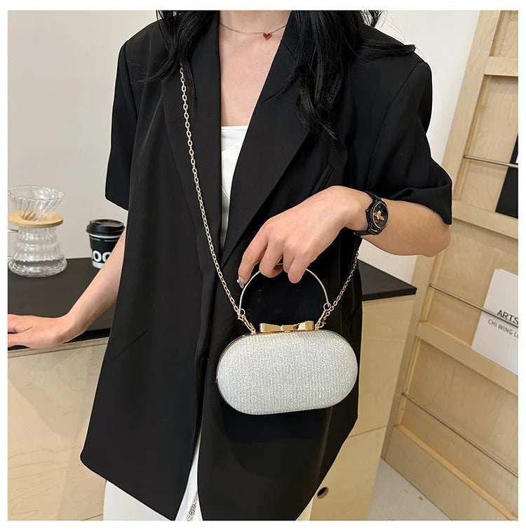 Luxury Sequined Hand-held Dinner Bag, Elegant Style Bag, High-end Chain Single-shoulder Crossbody Bag, Handbag for Wedding Party