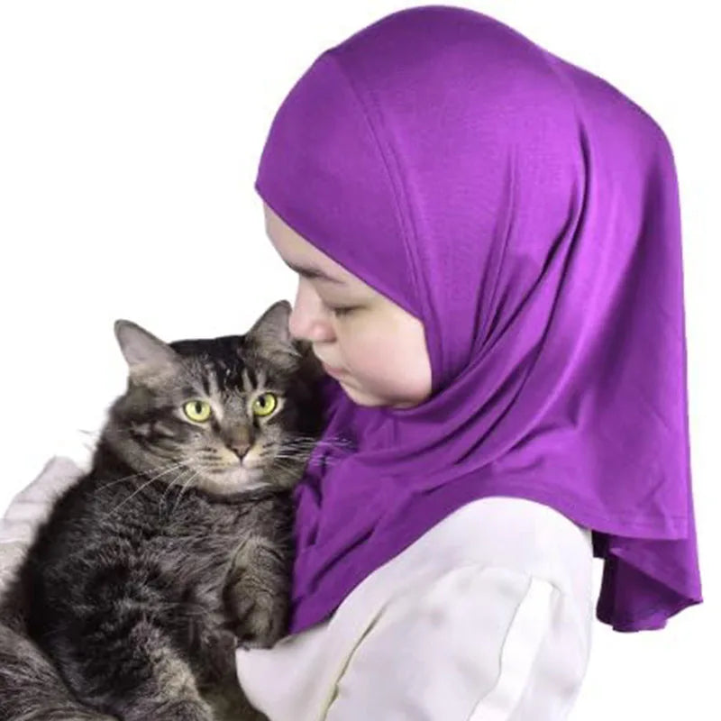 Girls Kids Muslim 1 Piece Amira Practical Hijab Headscarf Instant Scarf Islamic Comfort Headwear for 2 to 6 Years Old