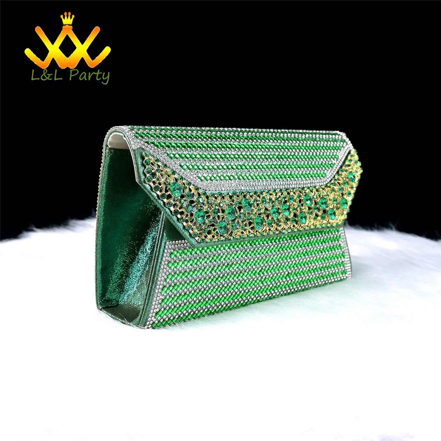 2024 Special New Arrivals Italian Women Shoes and Bag to Match in Green Color with Platform Shinning Crystal Sandal for Wedding