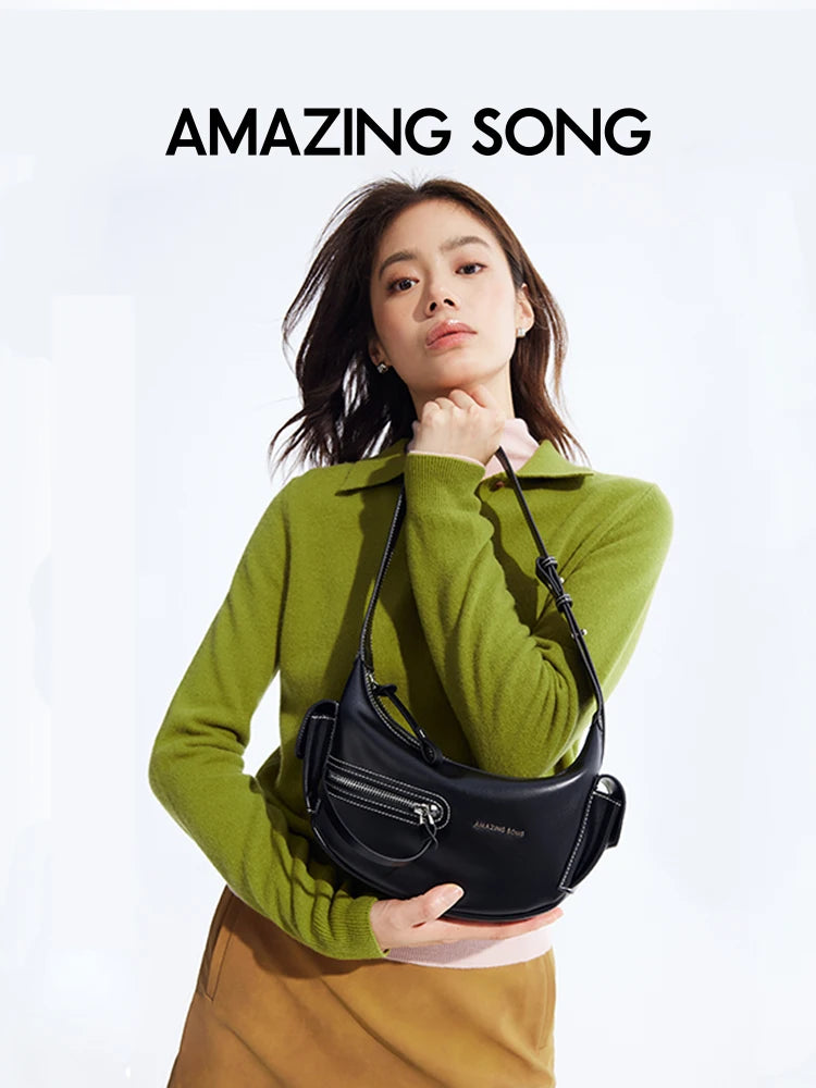 Amazing Song Liqueur Crescent Bag Small Upgraded Large Autumn Style Crossbody Women's Bag Trendy Portable