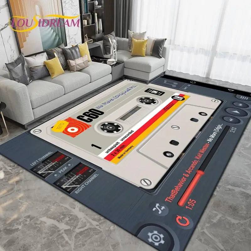 DJ Music Screen Area Rug, Creative Non-Slip Living Room Carpet, Modern Runner Floor Mat for Bedroom & Studio Decor, 1PC
