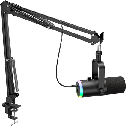 Dynamic Podcast Microphone for Content Creators, Cardioid XLR/USB Mic, AI Noise Cancellation, Tap Mute, Volume Control