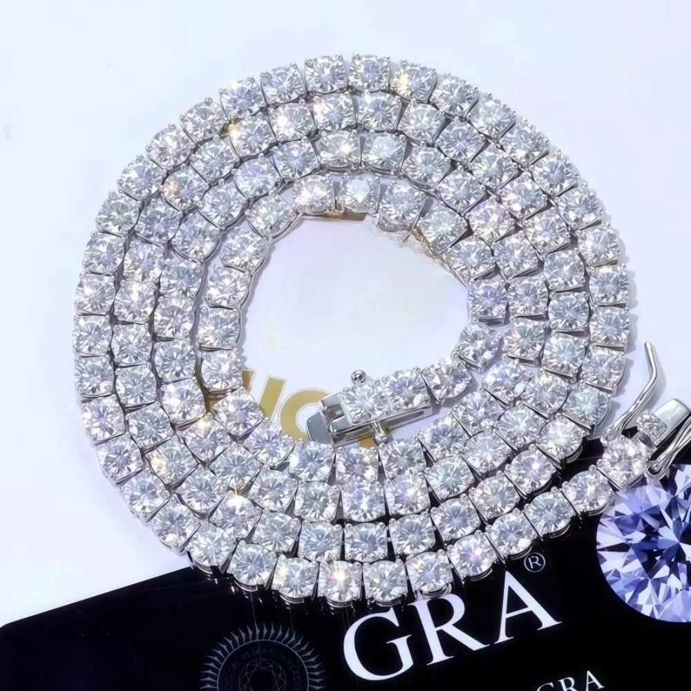 D VVS1 Full Moissanite Tennis Necklace S925 Sterling Silver with GRA Necklaces for Women Man Sparkling Party Fashion Jewelry