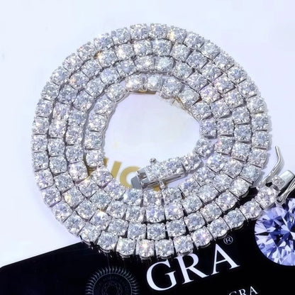 D VVS1 Full Moissanite Tennis Necklace S925 Sterling Silver with GRA Necklaces for Women Man Sparkling Party Fashion Jewelry