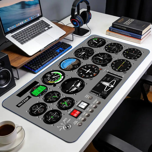 Aviation Flight Simulator Cabin Instruments Mouse Pad with Edge Locking Process, 1000×500, Washable Anti-Slip XXL Mouse Pad