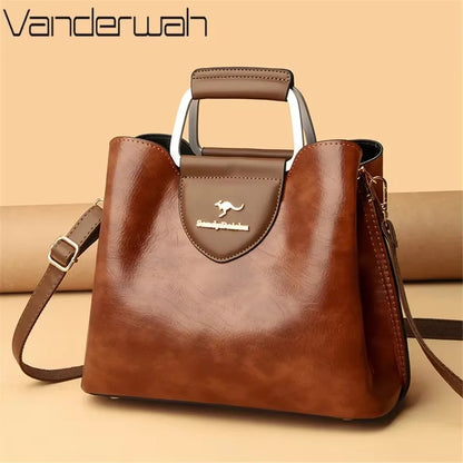 Genuine Soft Pu Leather Handbags for Women Vintage Shoulder Tote Bag Luxury Designer Ladies Large Capacity Purse Bags Sac A Main