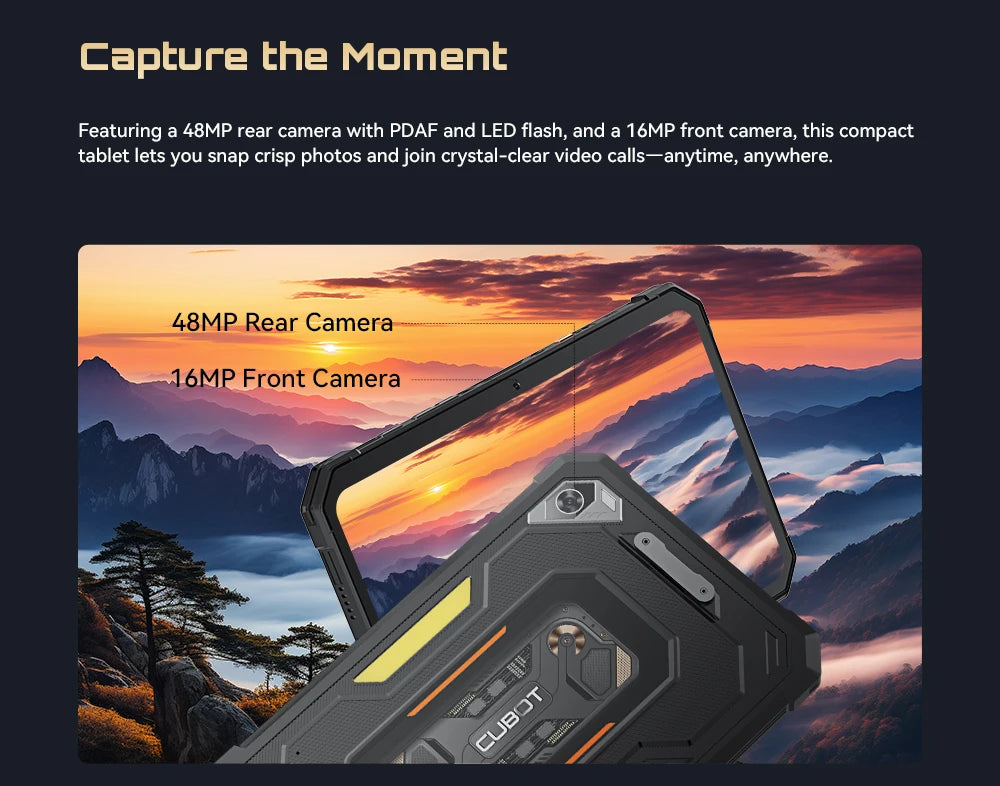 Android Tablet Cubot TAB KingKong Mini, 10200mAh Mega Battery 16GB(6+10),128GB, Camping Light, 8.68-inch Screen, 48MP Camera,GPS