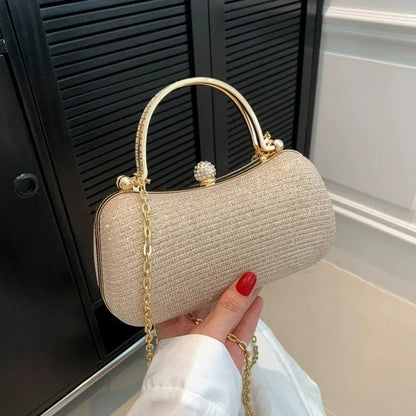 Shiny Mini Evening Bag, Rhinestone Chain Purse, Luxury Glitter Banquet Handbag, Perfect For Party, Wedding, Prom, Dinner/Banquet