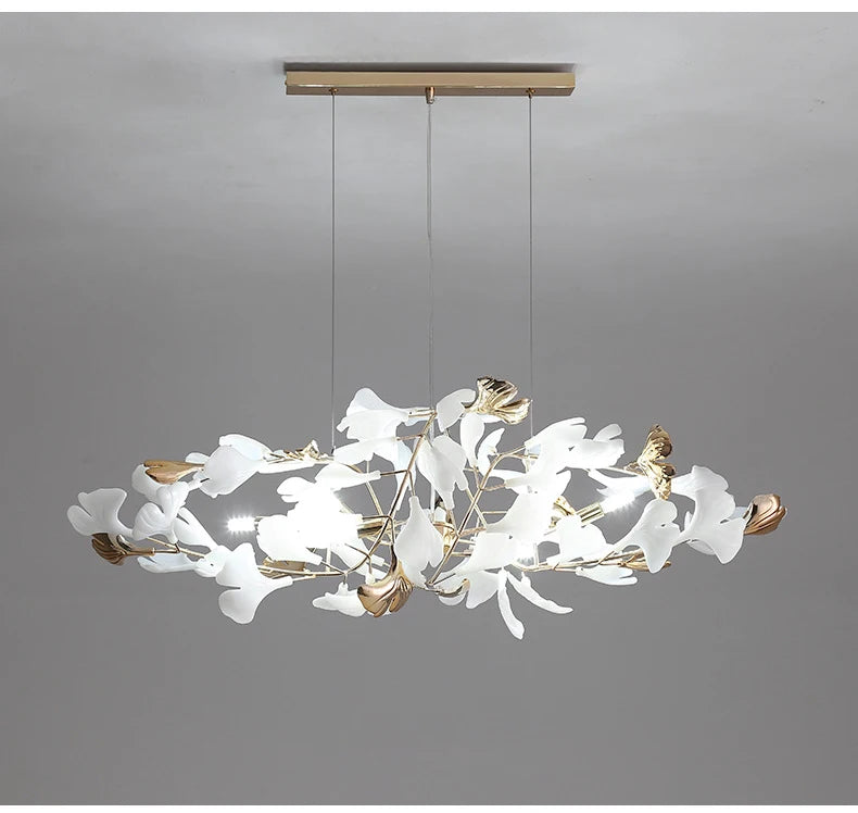 Modern Ceramics Chandeliers Home Ginkgo Biloba Decoration Villa Living Room Lighting Pendant Lamps Indoor Hanging Lights Fixture
