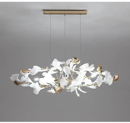 Modern Ceramics Chandeliers Home Ginkgo Biloba Decoration Villa Living Room Lighting Pendant Lamps Indoor Hanging Lights Fixture