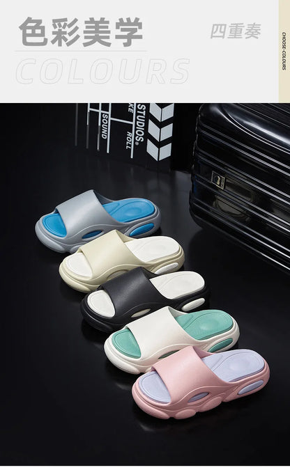 Comwarm New Men Summer Slippers Thick Sole House Non-slip Bathroom Shower Slides Outdoor Soft Cloud Fashion Beach Shoe Flip-flop