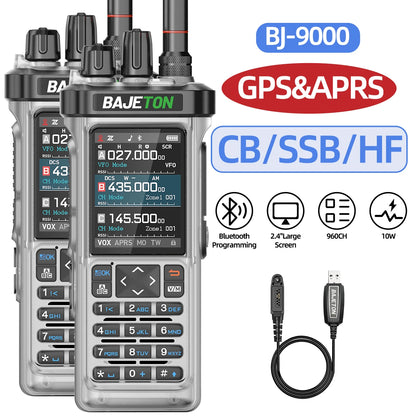 1/2PCS BAJETON BJ-9000 Walkie Talkie 10W AM/FM/CB/LSB/USB/CW Receiver with GPS APRS For Radtel RT-950 PRO RT-950 Two Way Radio