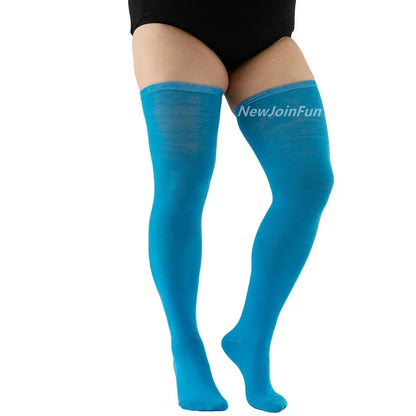 Oversize Thigh High Black White Striped Over Knee Long Socks Autumn Winter Thick Stockings Leg Warmers for Woman Plus Size 3XXXL
