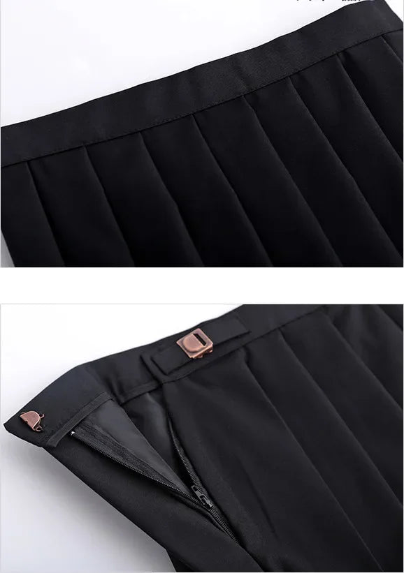 Spring Autumn Long Sleeve Japanese JK Sets School Uniforms Girls Musketeers High School Women Novelty Pleated Skirt Sailor Suits