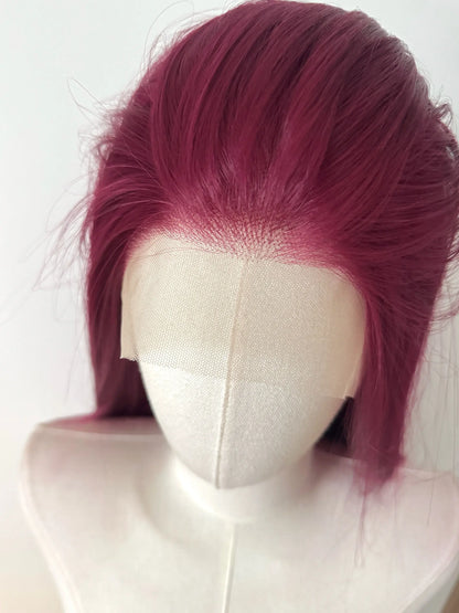 Lace Front Wig for Women Purple-red Cold Cocktail Red Wigs 13x4 HD Lace Frontal 26inch Straight Hair Ririn Matsuoka Cosplay