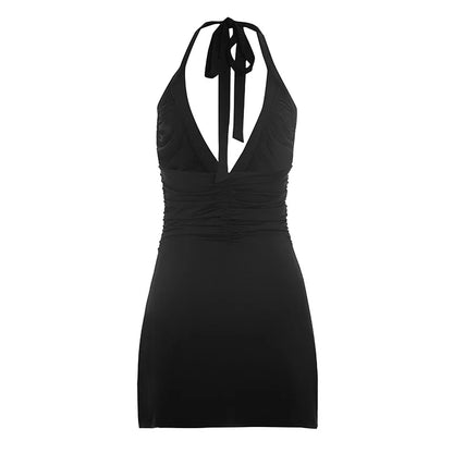 Talenza Women Summer Dress Fashion Sexy V-neck Pleated Backless New Dress Elegant Luxurious Party Vacation Women's Casual Dress
