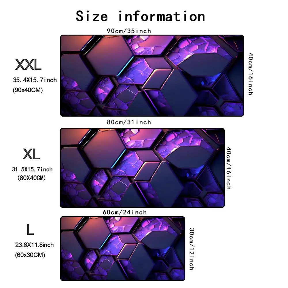 Cool Geometric Pattern 3D Mouse Pad XXL Computer Laptop Mousepads Office Large Gaming Mousepad Rubber Bottom Non-Slip Desk Mat