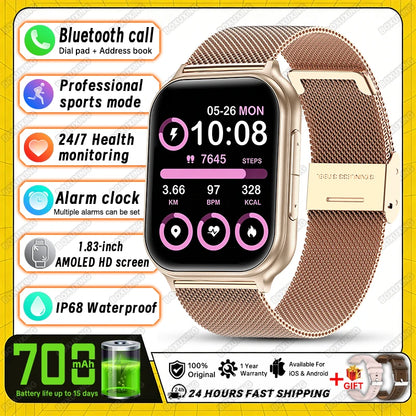 2026 New Smartwatch Women Sports Fitness Track IP68 Waterproof Built-in 24H Heart Rate Bluetooth Call Ladies Fashion Smartwatch