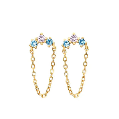 925 Sterling Silver Needle Light Blue Zircon Stud Earrings for Women Fashion Blue Enamel Pendant Earrings Luxury Jewelry Gifts