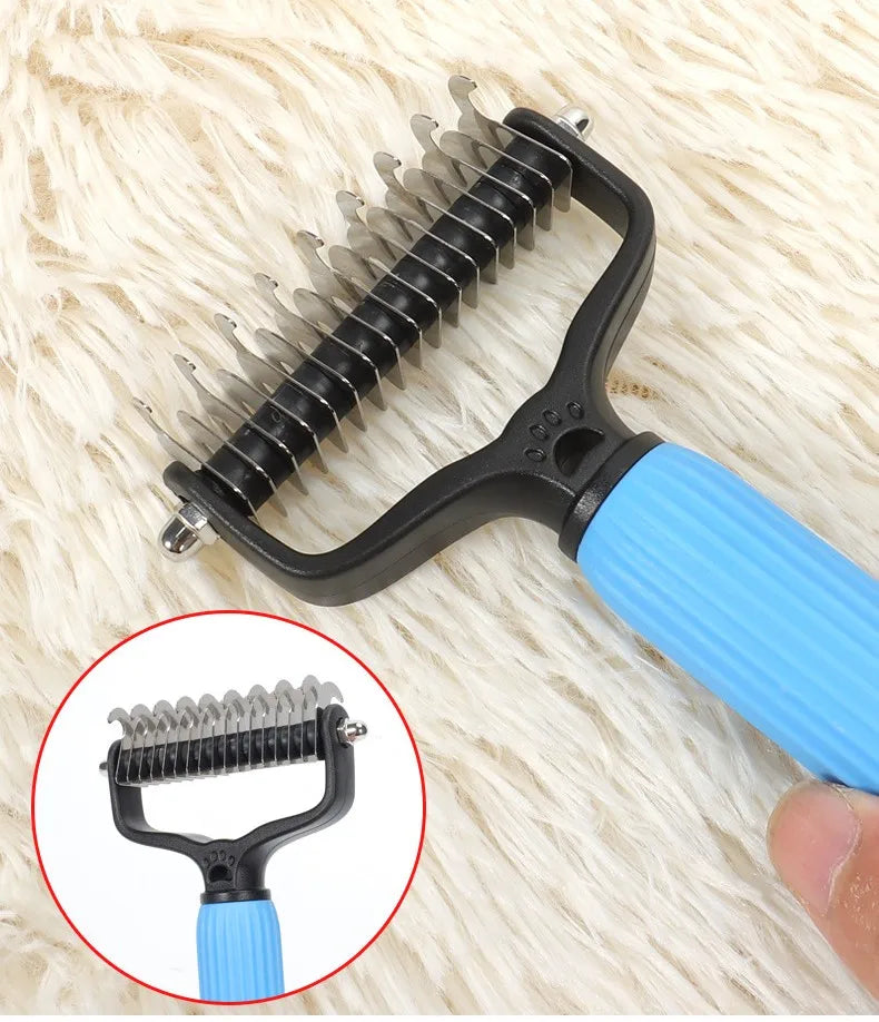 Dog Comb Knife Dogs Combs Double-sided Pet Hair Remover Stainless Steel Dog Brush for Hair Knot Cleaning Dogs Brush Pet Products