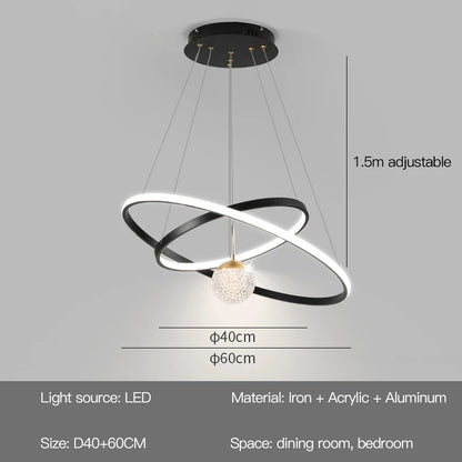 Modern Round LED Chandeliers for Living Room Dining Room Kitchen Island Luster Pendant Lights Fixture Home Decor Indoor Lighting