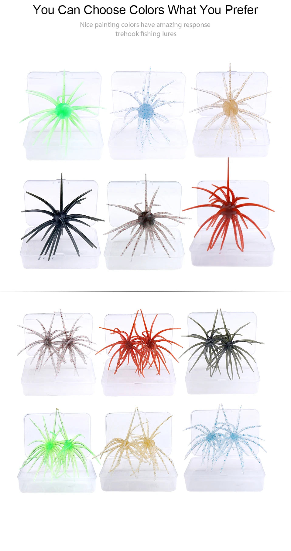 TREHOOK TPE Sea Urchin Soft Fishing Lure 9cm 4g 11cm 9g Silicone Bait for Bream Bass Pike Tilapia Winter Fishing