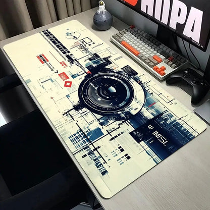 Camera Lens Large Desk Mat,Durable Non Slip Lock Edge Rubber Base Mouse Pad for Home Office PC Layout Keyboard Daily Placement