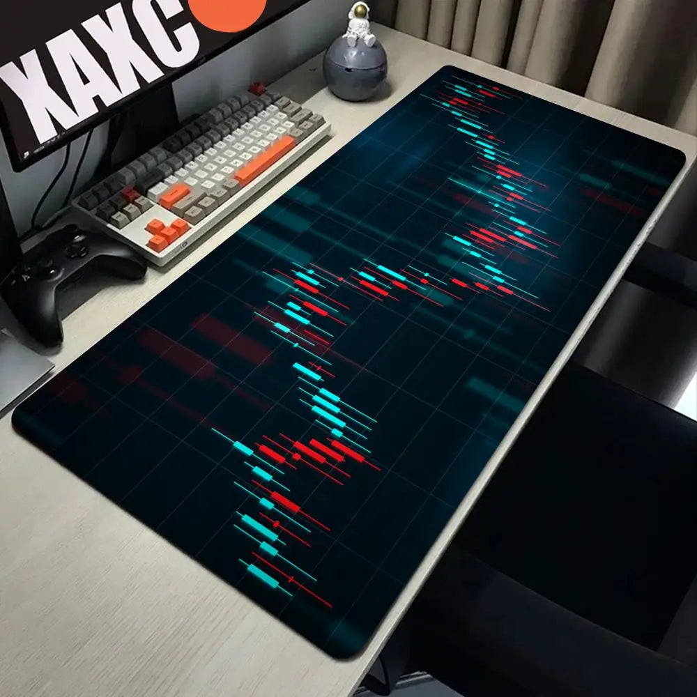 Computer Mouse Mat Stock Market Candle Chart Gaming Mouse Pad Gamer Locking Edge Computer Mousepad Game HD Print Keyboard Pads