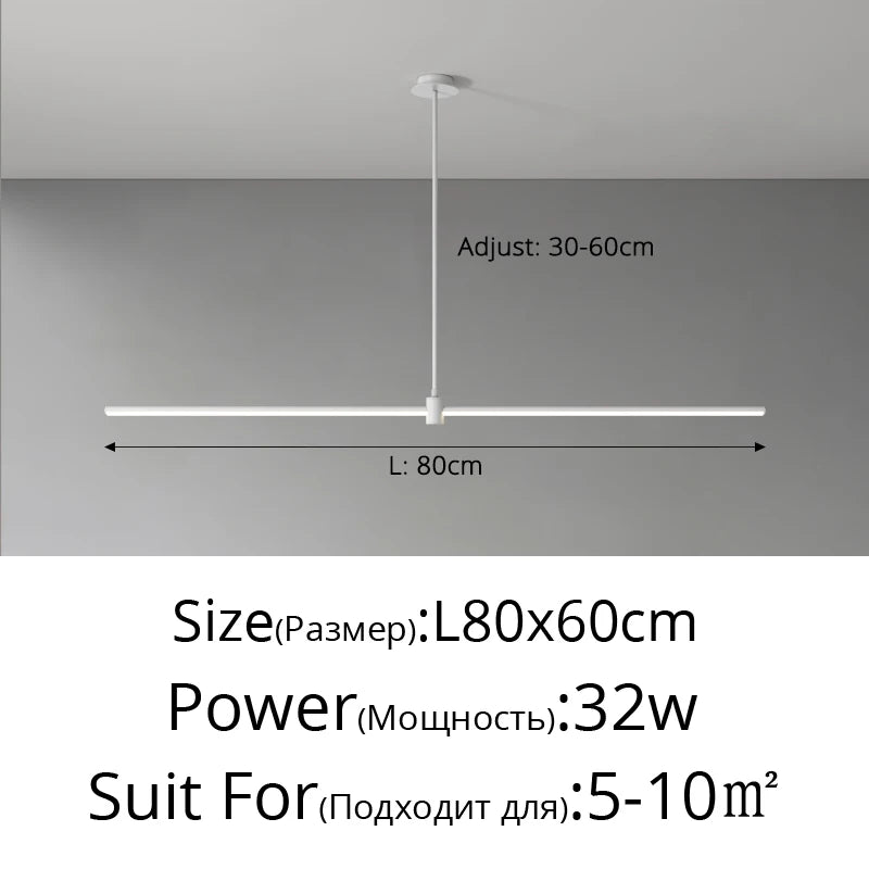 Modern Simplicity Long Linear LED Pendant Lights Strip Hanging Indoor Lamps for Office Table Kitchen  Home Decoration Chandelier