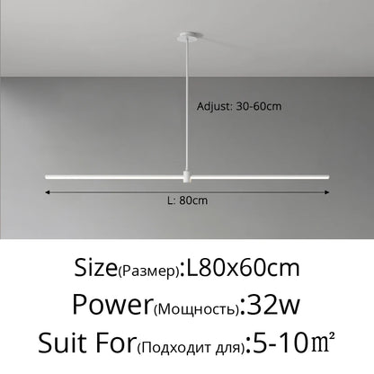 Modern Simplicity Long Linear LED Pendant Lights Strip Hanging Indoor Lamps for Office Table Kitchen  Home Decoration Chandelier