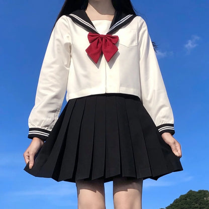 Japanese school uniform girls S-8XL plus size Jk suit white two black three basic sailor uniform women long sleeve suit