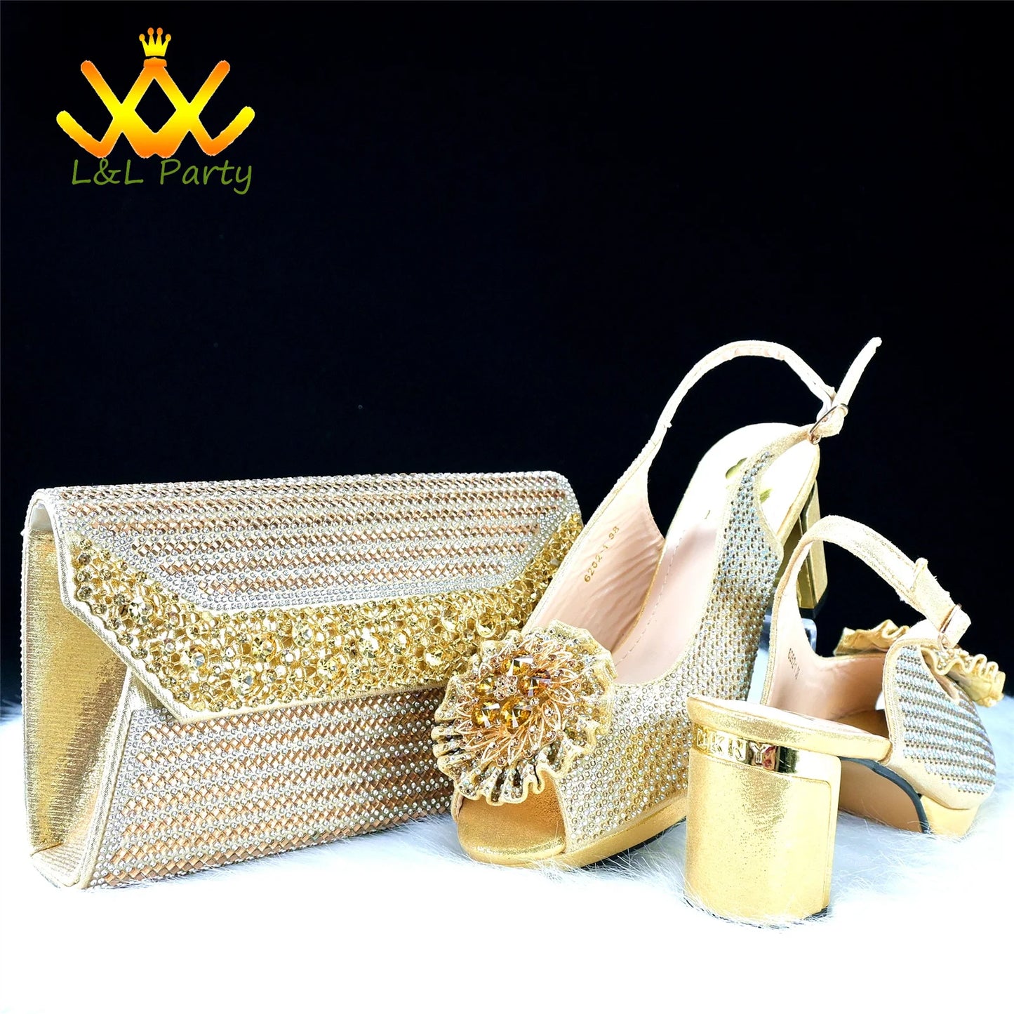 2024 Special New Arrivals Italian Women Shoes and Bag to Match in Green Color with Platform Shinning Crystal Sandal for Wedding