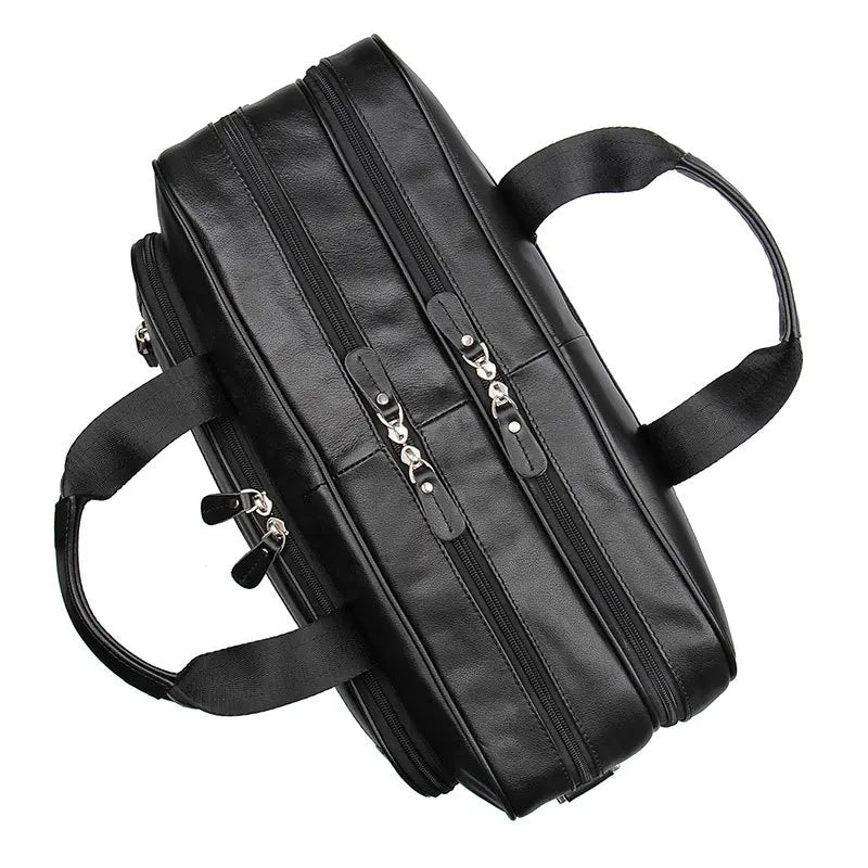 High Quality Genuine Leather Men Briefcase Business bag Crazy Horse Leather Large 17"inch Laptop Bag male Portfolio Office Case