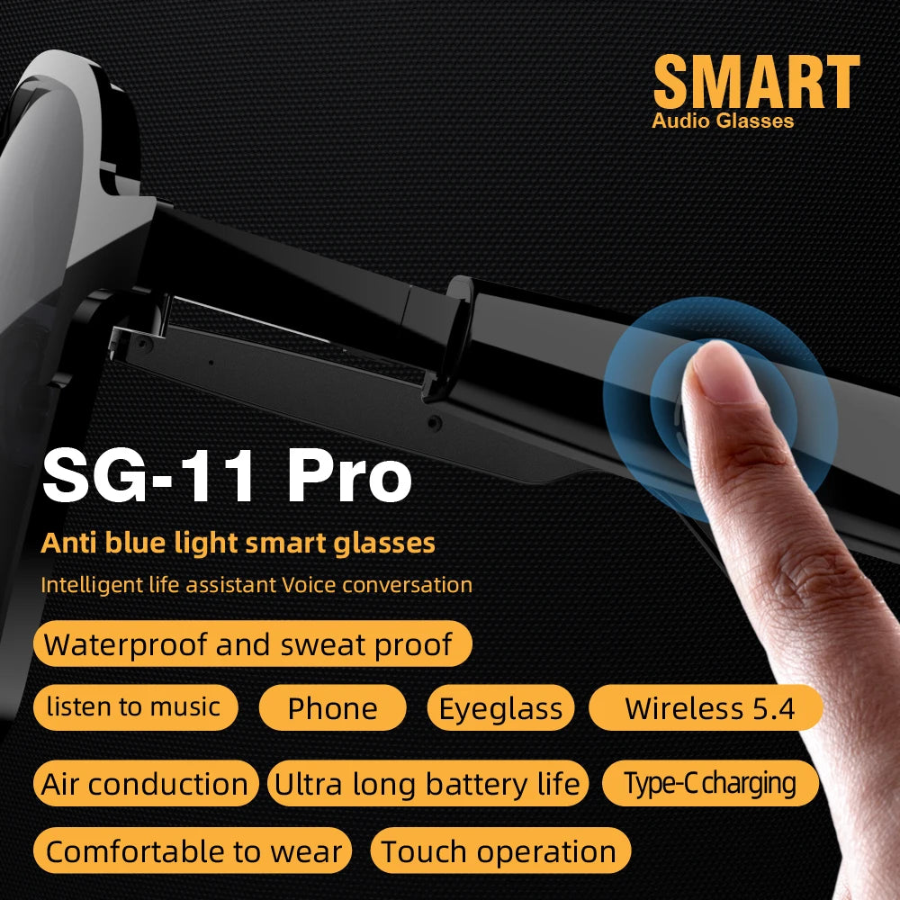 New SG-11 Smart Wireless Bluetooth Glasses to Listen to Music to Answer the Phone Men and Women Fashion Anti-Blue Light Glasses