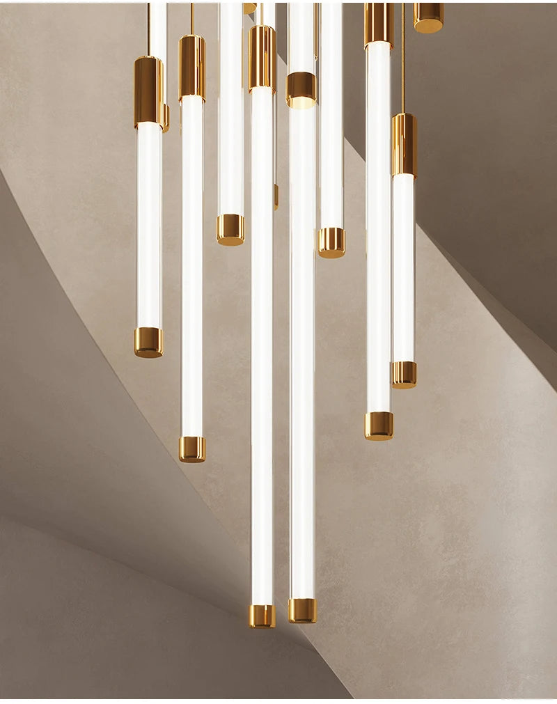 Modern Staircase LED Chandeliers Luxury Living Room Lighting Duplex Attic Home Decoration Restaurant Bright Ceiling Chandeliers