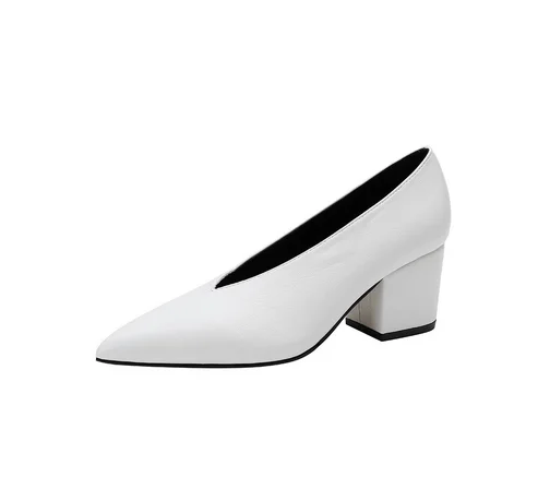 Sandals Luxury Brand Sexy Dress Shoes Elegant Chunky High Heeeled Pumps Sexy Pointed Toe Evening Shoes Women Shoes V Cut Shoes
