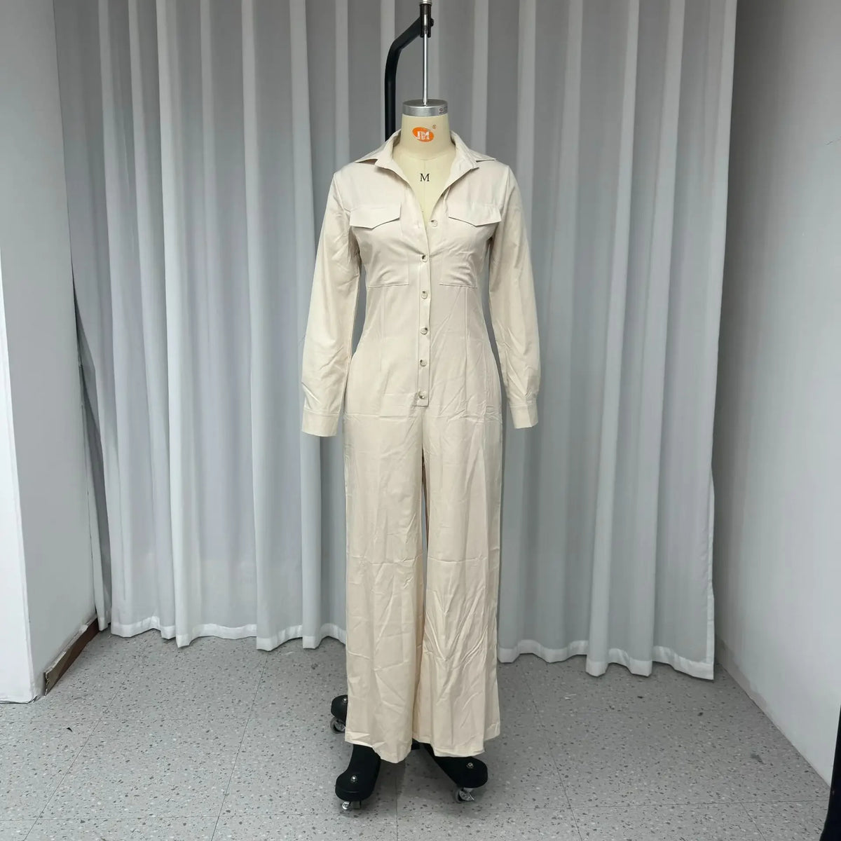 Jumpsuit Women 2024 Autumn Commuting Fashion Turn-Down Collar Long Sleeve Pocket Design Casual Jumpsuits New Female One Pieces