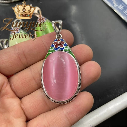 Natural Colorful Cat's Eye Stone Pendant Necklace Elegant Fashion Daily Wear Luxury Quality Fine Jewelry For Women Unisex Gift