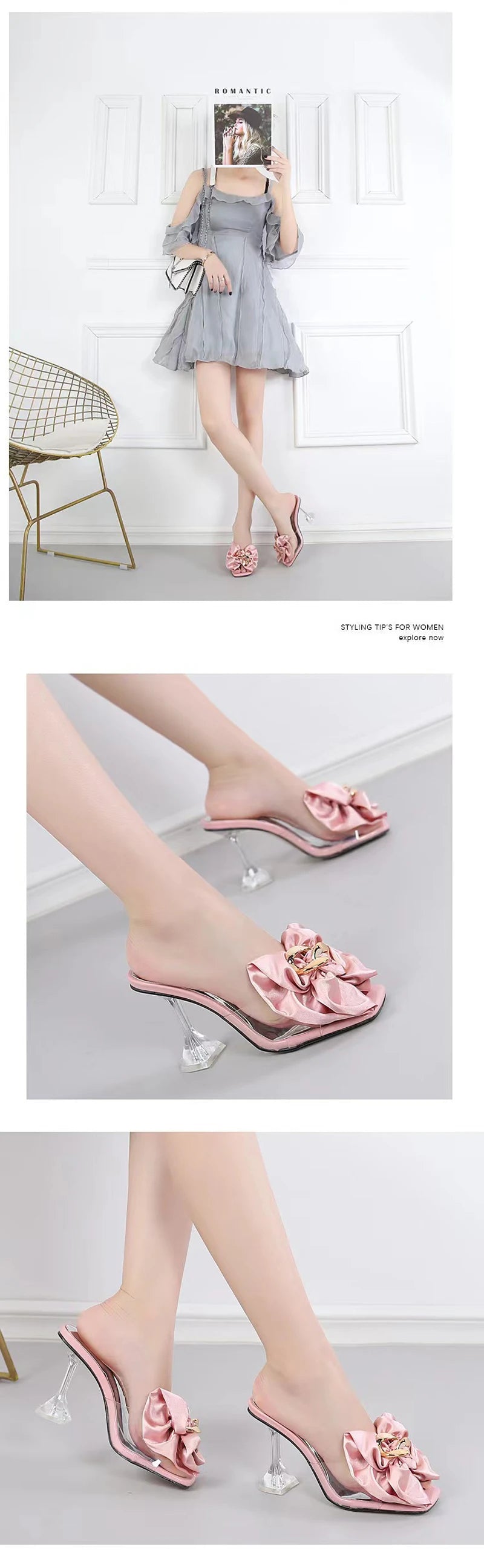 2026 New Style Designer Luxury Ladies Slippers Shoes Bag Set High Quality Women Pumps Chain Sandals Shoes Purse Set Black Heels