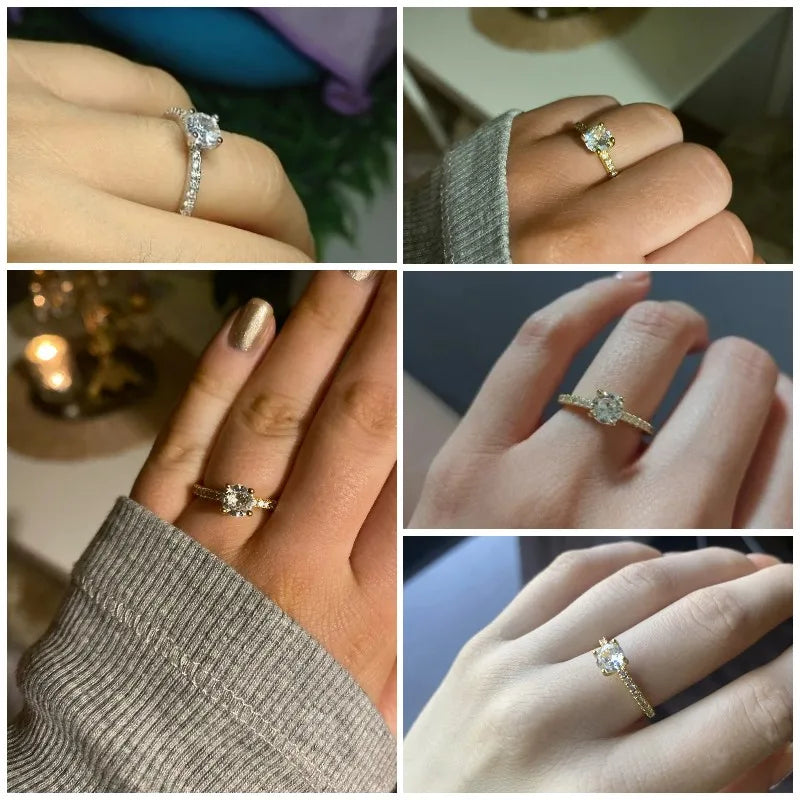 Huitan Wedding Band Eternity Rings Women Brilliant Round Zirconia Luxury Engagement Rings Thin Elegant Female Jewelry Drop Ship