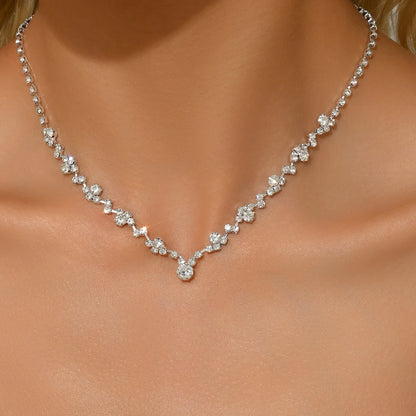 Simple and Exquisite Full Diamond Necklace Jewelry Hot Selling Necklace Full Diamond Collarbone Dinner Dress Light Luxury Elegan