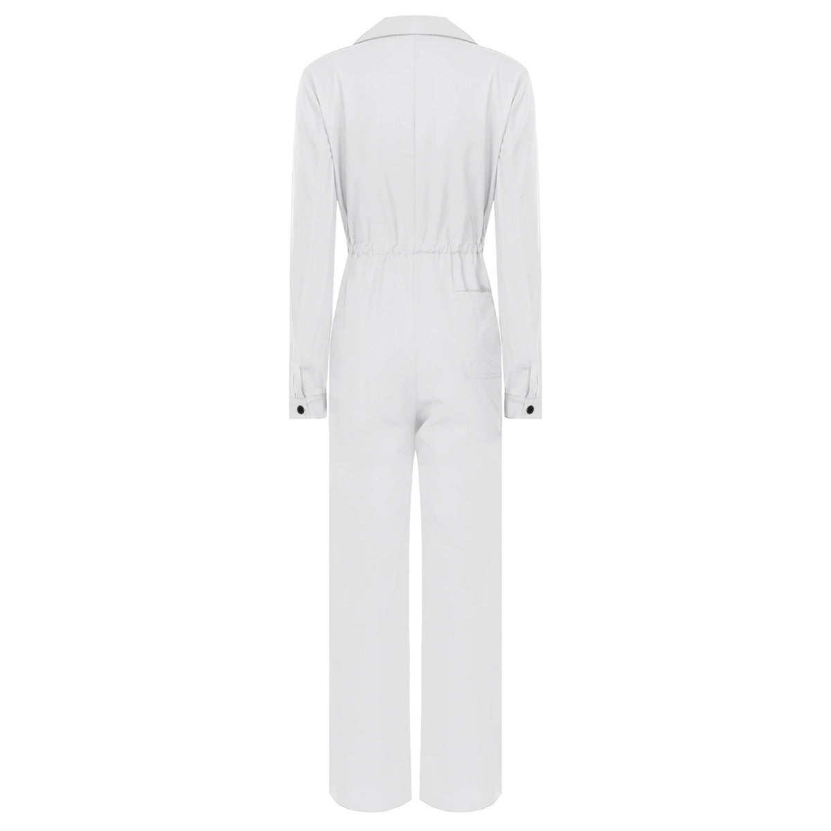 Womens Fashion Work Coverall Rompers Casual Solid Color Turn-Down Collar Long Sleeve Button Jumpsuit Travel Holiday Cargo Pants