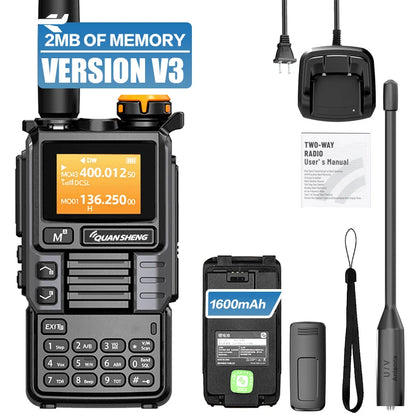QUANSHENG UV-K5(99) V3 Walkie Talkie 2MB Memory 50-600MHz Air Band RX 5W Two Way Radio Type-C Wireless Copy Custom Firmware