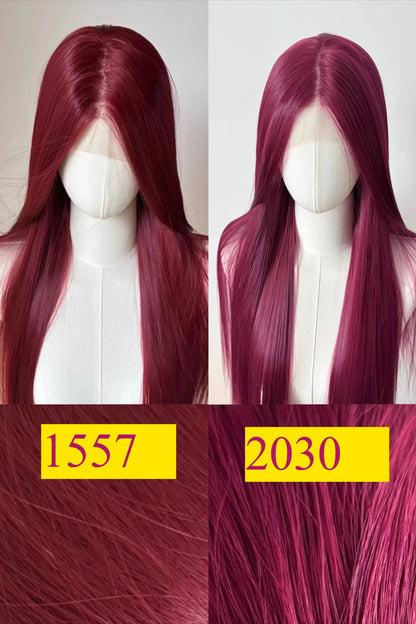 Lace Front Wig for Women Purple-red Cold Cocktail Red Wigs 13x4 HD Lace Frontal 26inch Straight Hair Ririn Matsuoka Cosplay