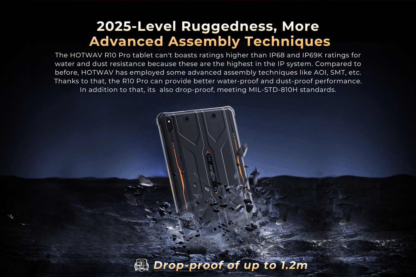 HOTWAV R10 Pro Rugged Tablet 10800mAh Massive Battery 10.1'' HD+ Display Octa-core Pad Android 14 8GB/16GB Expansion RAM 256GB ROM 13MP + 5MP Camera 4G Global Tablet PC