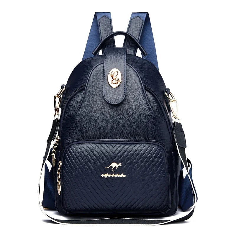 2024 New Fashionable Women's Backpack High Quality Soft Leather Women Shoulder Bag Famous Luxury Brand Female Handbag Sac A Main