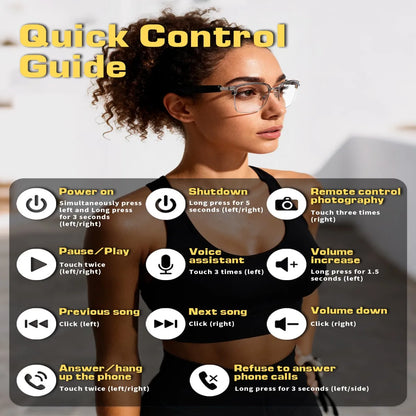 GS13 Smart Bluetooth Glasses with Color-Changing Lenses AI Translation & Open-ear Audio Hands-Free Calls for Travel And Work