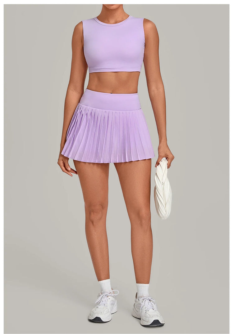 2 Pieces Yoga Set Women's Tracksuit Sexy Sports Bra High Waist Sports Short Skirt Gym Fitness Sleeveless Workout Suit Sportswear